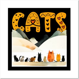 "CATS" - Rising Above A Row Of Cats Posters and Art